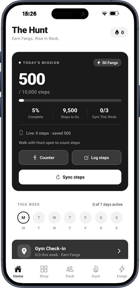 Mobile app screen